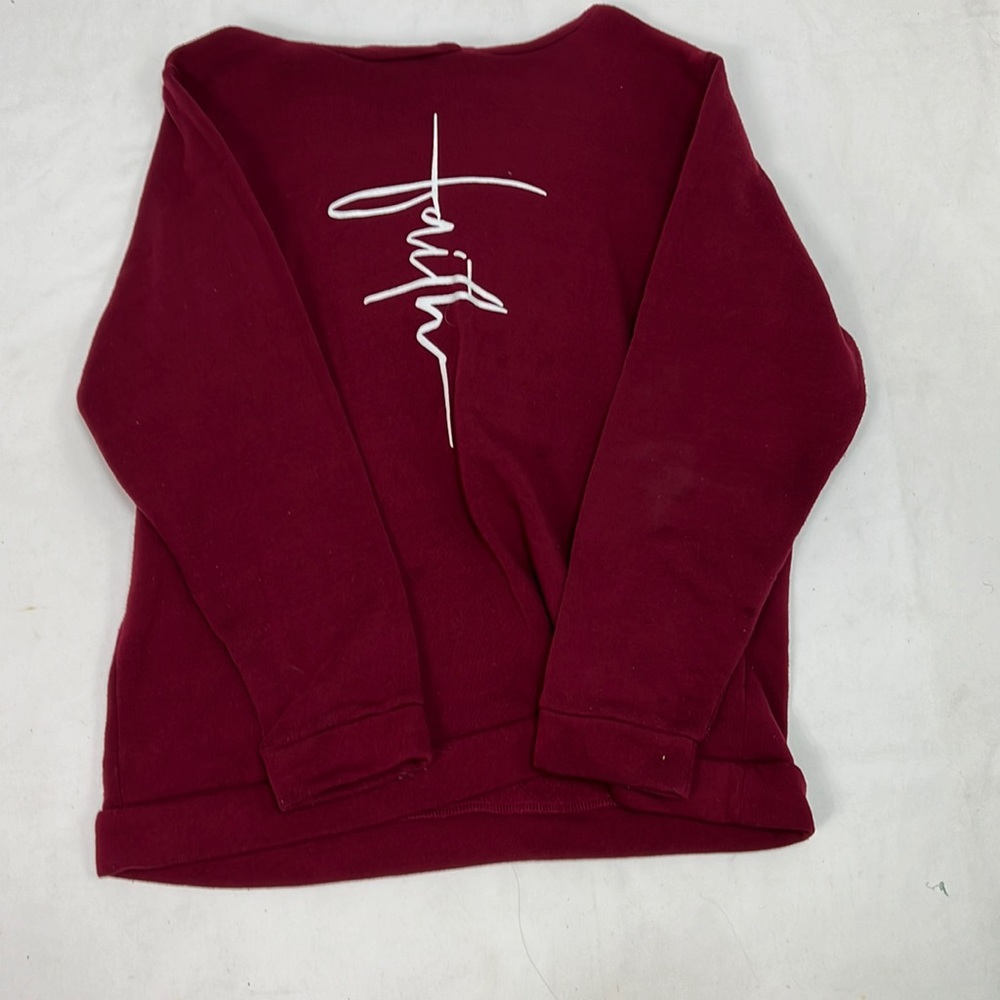 #1223 Occasion Maroon Red `Faith’ Hoodie | Size: 2X